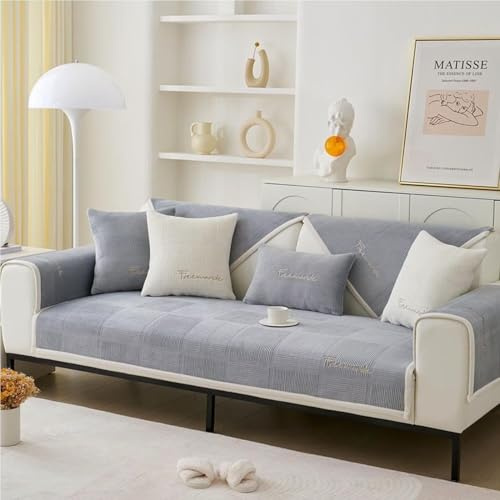 Bettschlange Universelle Sofa Überzug, Sofadecken für Sitzfläche, Sofaschoner rutschfest, L/U Form Sofaüberwurf, Sofa Cover, Sofabezug Ecksofa,Grau,70x210cm