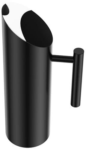 Stainless Steel Water Pitcher, Rustproof Metal Water Jug with Ice Guard and Handle, Polished Carafe for Fridge, Ideal for Milk, Juice, Iced Tea,Coffee,Wine(Black,1.5L)