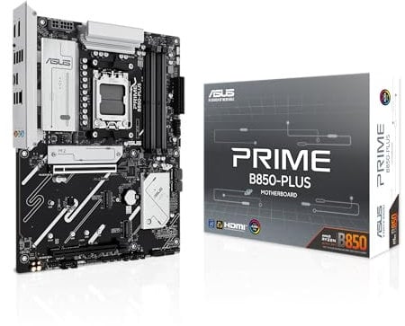 ASUS PRIME B850-PLUS-CSM, Scheda Madre AMD ATX, 8+2+1 Fasi di Alimentazione, Slot DDR5, PCIe 5.0, 3 Slot M.2, Wi-Fi 6E, Ethernet Realtek 2.5Gb, DisplayPort, HDMI, USB-A e USB-C da 10Gbps, Aura Sync
