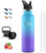 Gourde Isotherme, Gourde 1l, Sans BPA, Bouteille Isotherme, Anti Fuite, Gourde Inox, Double Isolation, Gourde Paille Adulte, Facile à Nettoyer, Gourde Running, pour Voyage, Camping, Randonnée, Yoga