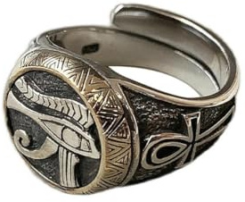 Caiduoduo Ägyptisches Auge des Horus Anka Element Ring Vintage Persönlichkeit Nische Design Ring