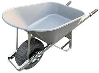Agri Barrow Wheel Barrow 120 Litre Plastic Wheelbarrow with Fat Puncture Proof Tires, Grey- Ideal for Equestrians, Gardeners, Yard & Garden Maintainers, Farmers, Stable Workers, Allotment Owners