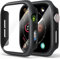 【2 pezzi】 Custodia rigida Mugust con pellicola protettiva in vetro per Apple Watch Series SE 2 (2024)/ SE/Series 6/ Serie 5/ Series 4 40 mm (nero x 2)