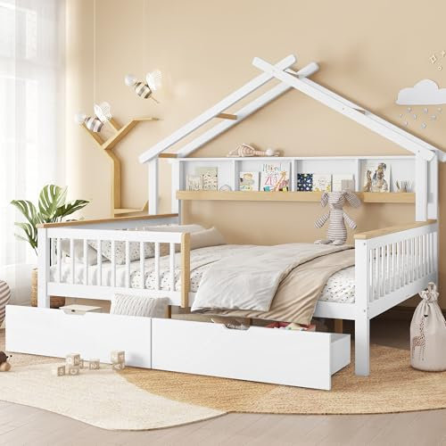 Arhatreya Kinderbett 140x200 cm, Holzbett mit Fallschutz und Gitter