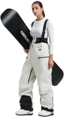GSOU SNOW Damen Baggy Skihosen 15K wasserdichte Skihosen Mit Hosenträgern
