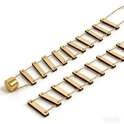 MOCCOOL 2 Pack Miniature Wooden Rope Ladder for Gnomes, 39.37 Inches - Fairy Garden Decor & DIY Craft Accessories
