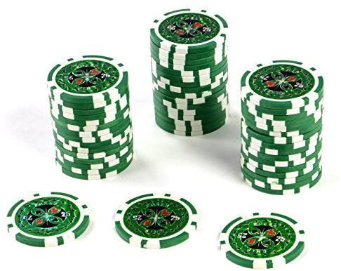 Nexos Trading Pokerchips 50er Rolle, Metallkern, 12g, Wert 25, Grün, Casino, Poker, Black Jack, Roulette, 2-8 Spieler, Indoor, Keine Batterien, Ohne Montage, Entertainment, Erwachsene