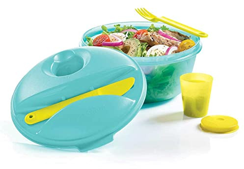 Tupperware - Set per il pranzo con ciotola da 6,25 cm, forchetta, coltello e Midget, colore: Blu verde