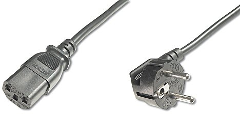 DIGITUS Cable de conexión a la red eléctrica, 0.75 m, CEE 7/7 (Tipo-F) 90° a C13, enchufe, enchufe, H05VV-F3G, 0.75 mm²
