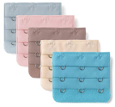 sourcing map 3 Hook 3 Row Stretchy Bra Strap Extenders Buckle Hooks Bra Band for Women Mixed-color 5 pcs