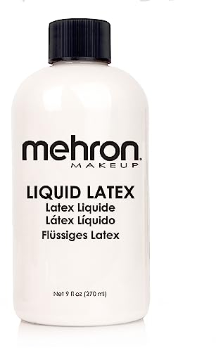 Mehron Make-up Liquid Latex Clear | SFX-Make-up | Latexkleber für die Haut | Prothesenkleber (270 ml)