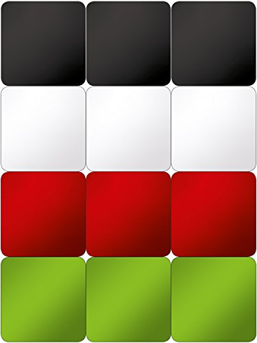 Eurographics Deco Colours I Memoboard Zubehör, Glas, Magnete Grün, Rot, Schwarz, Weiß, 20.5x11.5x1.8 cm