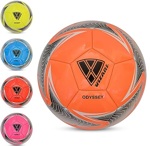 Vizari Odyssey Fußball Ball - Trainingsball Fussball mit 32-er Muster - Fußball - Orange - Größe 5