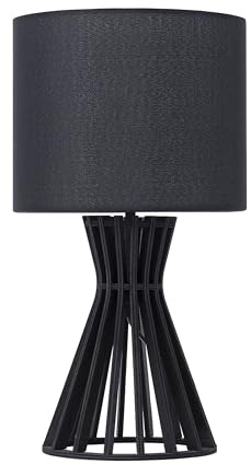 Beliani Tischlampe Schwarz Sperrholz Stilvolle Tischleuchte Lampenfuß | Holzwerkstoff, 1 Leuchtmittel, E14 Fassung, IP 20, Kabellänge 165 cm, 27 x 27 x 37 cm