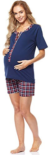 Be Mammy Damen Schlafanzug Stillpyjama J5ST3N2 (Dunkelblau, S)