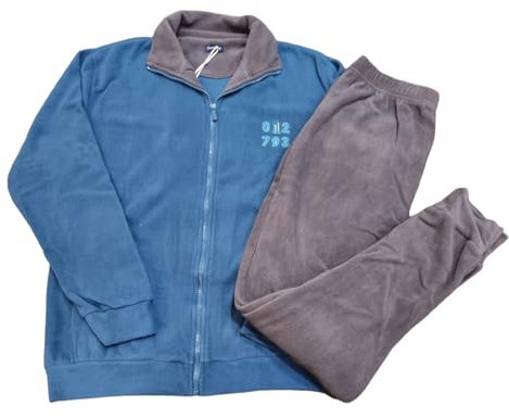 Pigiama Uomo Invernale Micro Pile Caldo e Morbido (XL, Taschino Scozzese 1)