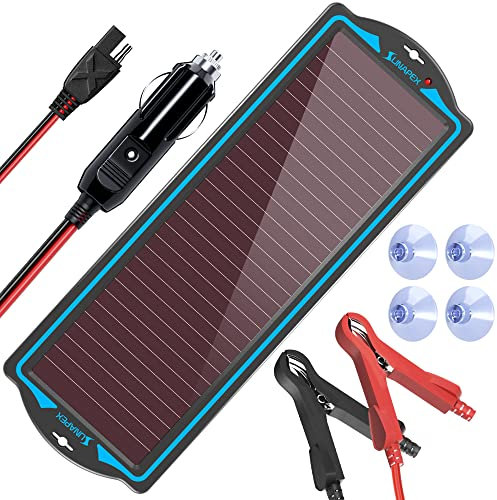 SUNAPEX Chargeur de Batterie Solaire Portable 12 V - Chargeur de Batterie Solaire étanche 12 V pour Voiture, Camion, Bateau, Camping-Car, Moto, remorque