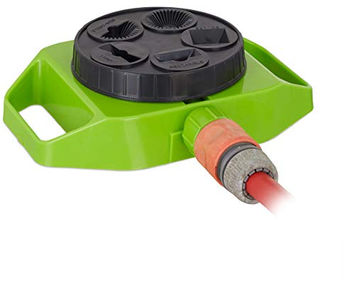 relaxdays Irrigatore da Giardino 5 modalità di Getto Superficie Max 100 m² Attacco Tubo 1/2 Spruzzatore, Verde-Nero