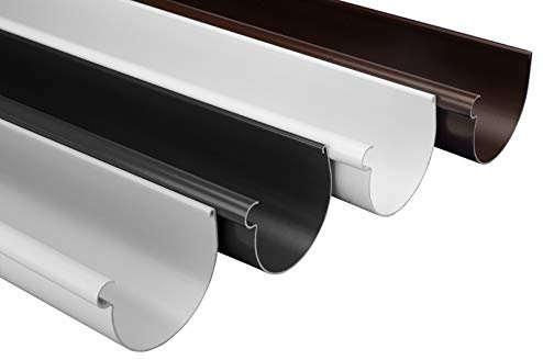 RAINWAY L Dachrinnen Sparpaket (10 Meter, grau) - 130mm halbrund, PVC-U Kunststoff, für Dachflächen < 100m² empfohlen, Regenrinnen PVC Plastik