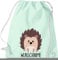 Kleckerliese Kinder Turnbeutel Schule Kindergarten Rucksack Tasche Tiere Igel personalisiert Name, pastellmint
