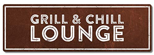 Interluxe Metallschild - Grill & Chill Lounge Rost - wetterfestes Schild für den Grill, Geschenk oder Deko zur Grillparty