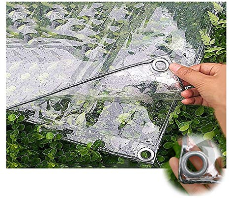 Abdeckplane Transparente Plane, wasserdichte PVC für Window Balcony Rain Cloth Kunststoffplane, Lochabstand 50cm (Color : Klar, Size : 2.4X6m)