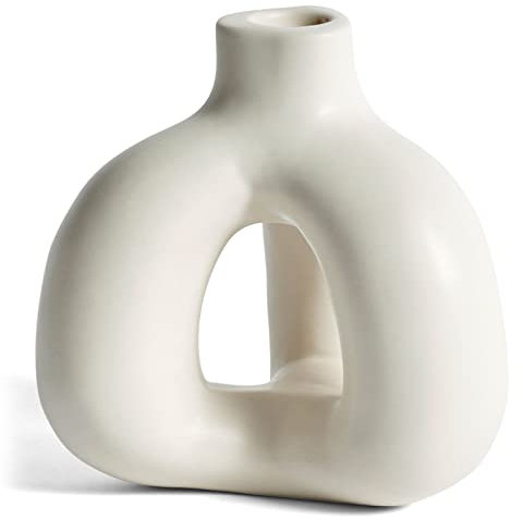 Hay W&S Complot Kerzenständer aus Steingut in der Farbe Elfenbein, Maße: 13,5cm x 14,5cm x 14,5cm, 508171