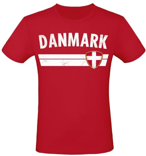 EM Fan Shirt Deutschland Europameisterschaft 100% Baumwolle T-Shirt Rundhals Fanartikel Alle Größen Herren Damen Fan-Shirt, Größe wählen:XL, Land wählen:Dänemark