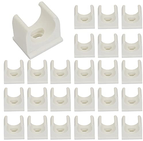 Casoter 16mm Plastic Pipe Clip, 5/8 Inch Hard PVC Plastics Clamps, Pack of 25