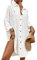 Bsubseach Swimsuit Coverup for Women Bathing Suit Blouse Button Down Shirt Dresses Swiss Dot White