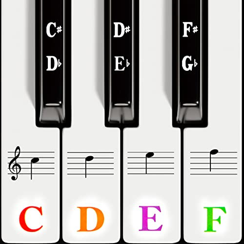 Zayvor Piano Keyboard Stickers for 88/76/61/54/49/37 Key, Music Note Piano Stickers for Learning, Removable Piano Keyboard Letters, Removable Notes Label for Beginners & Kids, Multicolor