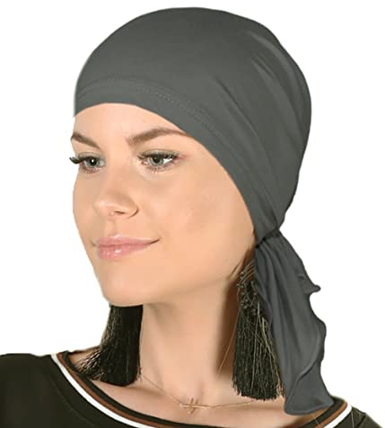Soft Mütze aus Bambus Chemo Kopftuch für Frauen, Beanie für Damen, Mädchen || Sommer Herbst Frühling Long Slouch Beanie, Krebspatienten Kopfbedeckung Turban Eco Fiendly (Dunkelgrau)
