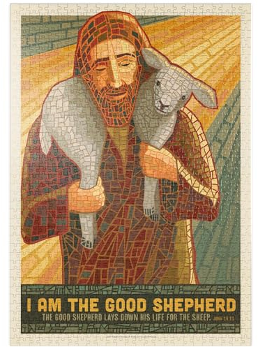 MyPuzzle Jesus: The Good Shepherd, Vintage Poster - Premium 1000 Teile Puzzle - MyPuzzle Sonderkollektion von Anderson Design Group