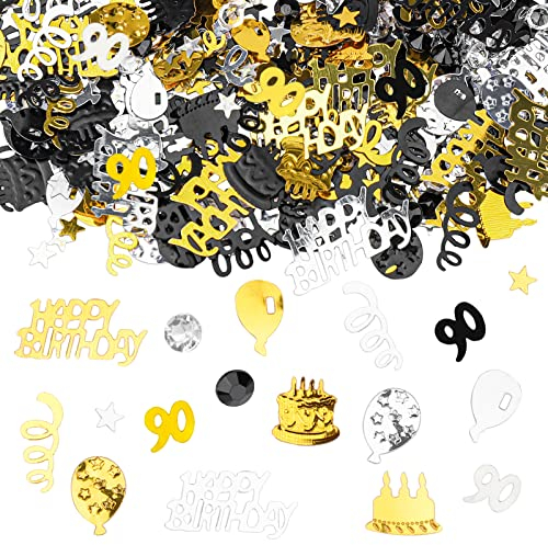 GoldRock Konfetti 90 Geburtstag Deko, Streudeko Geburtstag 90, Deko 90 Geburtstag Frau Mann, Konfetti Zahl 90 Gold, Tischdeko 90 Geburtstag, Confetti Streudeko Geburtstag, Glitzer Konfetti 90 Jahre…