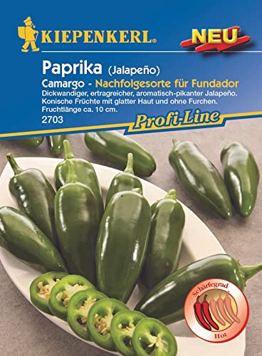 Kiepenkerl Profi-Line Jalapeñosamen Camargo 2703 - Ertragreiche Sorte - Aromatisch-pikant - Fruchtlänge ca. 10 cm - Gemüsesamen, Samen Gemüse, Saatgut