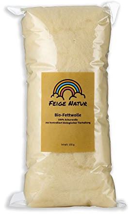 Bio Fettwolle kbT Schafwolle 100g - Heilwolle - 100% Natürliche Hautpflege - Hoher Lanolingehalt