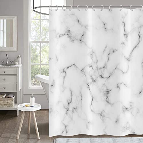 Hnmdmyi Rideau de Douche Marbre 180x200, Gris et Blanc, Chic 3D Déchirure Design Abstrait Moderne Luxe Art, Imperméable Polyester Tissu Lavable pour Baignoire