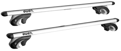 OWEN 5.0 Barres de Toit Transversales | 120 cm | Aluminium Argent | 90 kg | pour Rails Ouverts | Aérodynamique & Sécurisé | Installation Facile | Porte-Bagage Universel