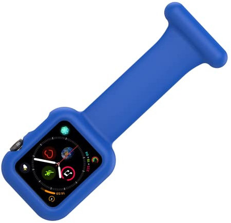 Nurse Apple Watch Brooch Fob, strap for Nurses Doctors Healthcare Paramedics, Silicone Pin Fob, 2 in 1 Infection Control Design compactible with iwatch Series 7, 6, SE,5,4,3,2,1 (42/44/45mm) Blue