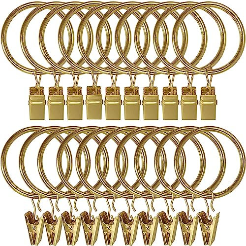 KIPTVO 30PCS Curtain Clips, Rustproof Metal Curtain Rings With Clips, for Curtains and Rods, 32mm Sliding Eyelet Rings for Window Rod Shower Curtains