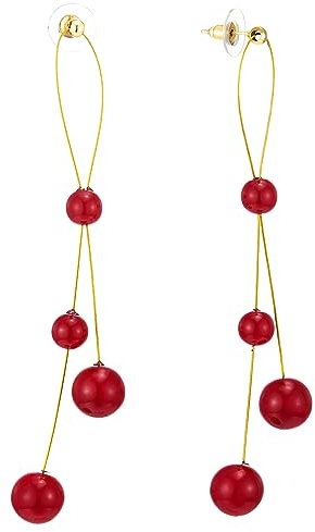 Bohemien Lange Baumelnde Ohrringe Statement Ohrringe Rot Edelsteine Chandelier Quaste