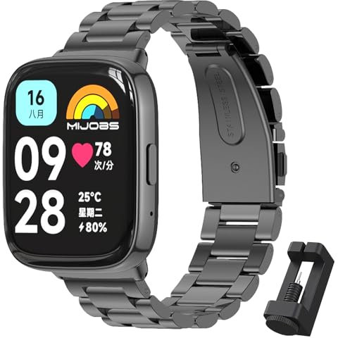 MIJOBS Correa Redmi Watch 3 Active Pulsera, Correa de Reemplazar Correa para Xiaomi Redmi Watch 3 Active Correa Metálica de Acero Inoxidable Pulsera