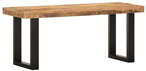 BaraSh Sitzbank 110 cm Raues Mango-Massivholz und Stahl Eckbank Esszimmer Sitzbank KüChe
