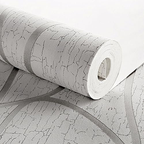 Warmiehomy Non-Woven Wallpaper 4 Pack x 53cm x 9.5m Textured 3D Flocking Embossed Wallpapers Wave Stripes Wall Paper Roll for Living Room Bedroom TV Background