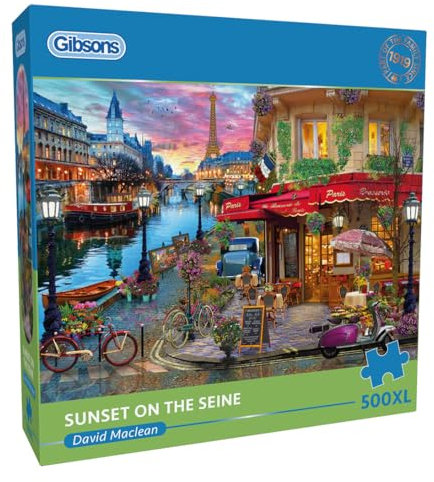 Gibsons Sunset on the Seine 500XL Piece Extra Large Jigsaw Puzzle - Paris Scene, 100% Recycled Board, Adult Gift
