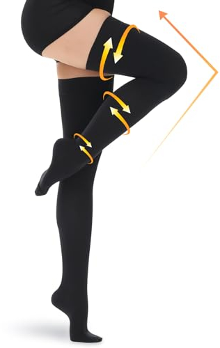 beister Bas de compression 15-20 mmHg pour homme et femme Manchons de Compression haute graduée à bout fermé cuisse pour femmes hommes Chaussettes de pression pour varices, œdèmes, TVP