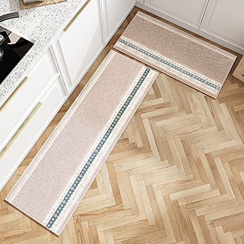 2 Pieces Tapis de Cuisine Lavable en Machine Poudre Japonaise Tapis Cuisine Devant Evier Long Antiderapant et Lavable Tapis de Sol Cuisine et Lavable Decoratif Salon Couloir