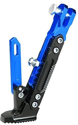 Universal Motorrad Seitenständer, Metall Rutschfeste Motorrad Kickstand Verstellbare Fußstütze Parkbein Ständer für Motorroller, Elektrofahrräder(Blau)