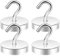 Neosmuk Magnethaken, 40kg Extra Starke Magnetische Haken für Camping, Werkstatt, Spind, Kleiderhaken mit Neodym Magnet für Outdoor und Kreuzfahrt Zubehör, Silber,4er-Pack