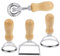 4 PCS Ravioli Stamp Maker Cutter, Square Round Ravioli Cutter, Pasta Cutter Wheel with Wooden Handle & Fluted Edge, Pasta Press Tools for Kitchen for Making Ravioli, Empanadillas or Cookies